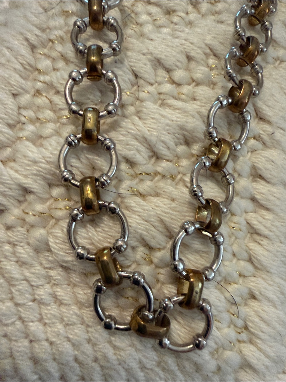 Two-Tone Silver and Gold Link Necklace - 16 1/2” with 4 1/2” Extender